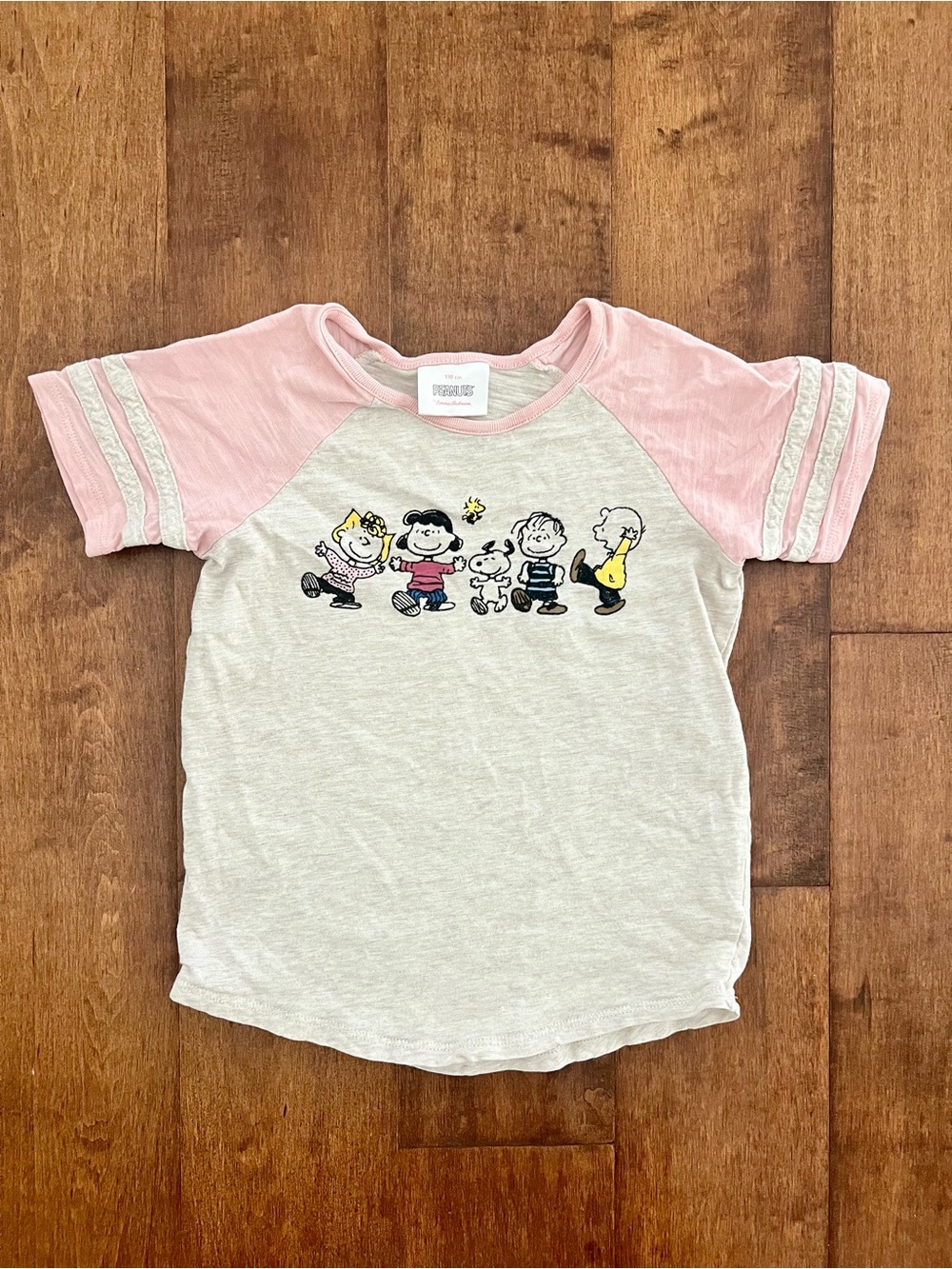 Hanna Andersson cream pink raglan Peanuts snoopy Graphic Tee size 110 5T